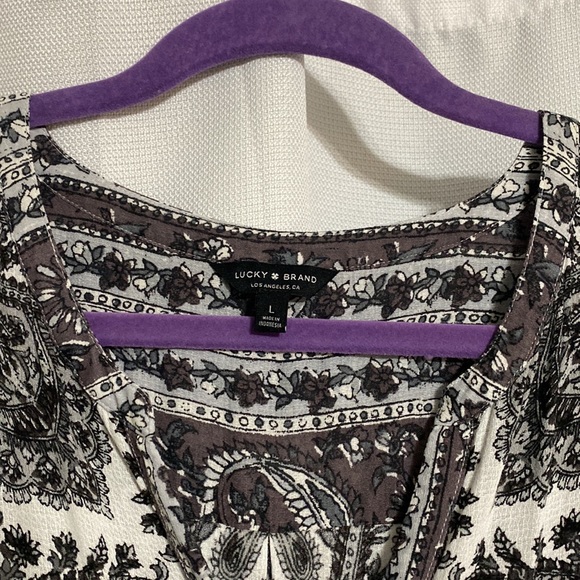 Lucky Brand Paisley Bohemian Front Tie Tank Top Size Large - Picture 2 of 6